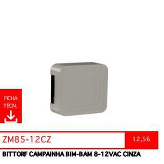 ZAMEL - Campainha Quadrada 8/12Vac Cinzenta BITTORF ZM85-12CZ
